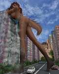 anthro barefoot building building_destruction butt car city clothed clothed_anthro clothed_female clothing cloud cracks day destruction detailed_background feet female female_anthro flock_of_birds gloves_(marking) leg_markings looking_down low-angle_view macro macro_female markings outside perspective plantigrade pose road sky socks_(marking) solo standing three-quarter_view vehicle lapushis canid canine canis mammal wolf 3d_(artwork) 4:5 absurd_res digital_media_(artwork) full-length_portrait hi_res pinup portrait shaded soft_shading