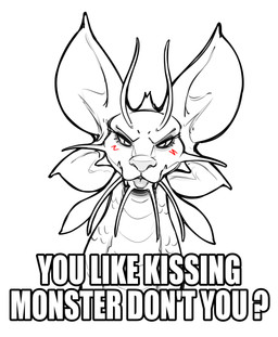 ambiguous_feral ambiguous_gender antennae_(anatomy) blush feral fin head_crest head_fin looking_at_viewer open_mouth scales simple_background solo teratophilia text white_background dryadex boy_kisser_(meme) capcom monster_hunter mythology dragon leviathan_(mh) mammal mizutsune mythological_creature mythological_scalie scalie absurd_res black_and_white english_text hi_res meme monochrome