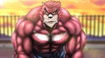 abs anthro biceps black_eyes black_nose bottomwear clothed clothing detailed_background fur looking_at_viewer male muscular muscular_anthro muscular_male pecs red_body red_eyes red_fur solo sunset topless kion_(artist) rionkion the_boy_and_the_beast kumatetsu bear black_bear mammal moon_bear ursine 16:9 2016 signature widescreen