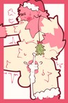 anthro anus blush bodily_fluids butt christmas_clothing christmas_headwear clothing cum cum_in_ass cum_inside excessive_cum excessive_genital_fluids fluffy fluffy_tail fur genital_fluids hat headgear headwear holidays male male/male mistletoe mistletoe_on_tail pink_body pink_fur plant puffy_anus rear_view santa_hat solo stiched sweat sweatdrop tail twitching white_body white_fur orix_(artist) christmas hi_res