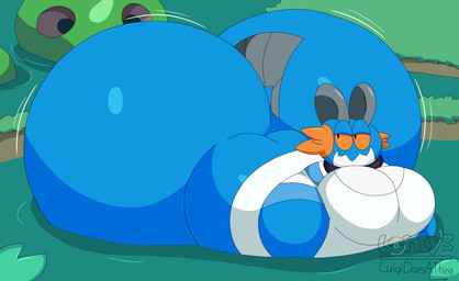 anthro big_butt butt clothing huge_butt hyper male seductive shirt solo swamp topwear luigidoesathing nintendo pokemon pokemon_mystery_dungeon spike_chunsoft slippy_(luigidoesathing) generation_3_pokemon pokemon_(species) swampert absurd_res hi_res