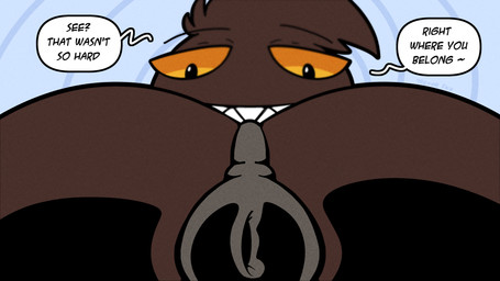 anus brown_body brown_fur dialogue facesitting facesitting_pov fur hypnosis living_tail male mind_control orange_sclera puffy_anus sharp_teeth sitting_on_another speech_bubble tail tail_head teeth text unusual_anatomy unusual_tail respecies nintendo pokemon kyp_(character) trevor-fox_(character) generation_2_pokemon girafarig pokemon_(species) 16:9 english_text hi_res widescreen nonbinary_(lore)