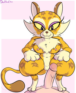 anthro breasts countershading crouching duo erection faceless_character faceless_human faceless_male female female_on_human female_on_top first_person_view fur genitals human_on_anthro human_pov imminent_sex interspecies male male/female male_on_bottom male_on_human male_pov nipples on_bottom on_top penis thick_thighs vulva whiskers wide_hips yellow_body yellow_fur yellow_sclera davidsanchan kirby_(series) nintendo clawroline felid human leopard mammal pantherine 2022 hi_res