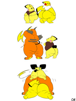 anthro belly big_butt black_ear_tips black_hair black_markings black_sclera black_tail black_tail_tip bodily_fluids bottomless bouncing_butt brown_ear_tips brown_markings butt butt_stack clothed clothing collared_shirt dancing dipstick_ears dipstick_tail ear_markings flexing group hair male male/male markings motion_lines multicolored_ears nude on_top_of onomatopoeia orange_body page_number pantsless pink_cheeks polo_shirt red_cheeks shirt simple_background sound_effects sweat sweatdrop tail tail_markings text thick_thighs topwear trio twerking white_background white_belly white_clothing white_eyes white_shirt white_topwear wide_hips yellow_body yellow_ears yellow_tail yellow_tail_tip chonkymouse nintendo pokemon pace_(blastoiseanimator) pedro_(blastoiseanimator) riley_(blastoiseanimator) generation_1_pokemon generation_2_pokemon pichu pikachu pokemon_(species) raichu 2023 3:4 absurd_res colored comic digital_media_(artwork) english_description english_text flat_colors hi_res