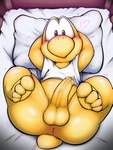 anthro anus balls bed blush bottomless butt clothed clothing erection foreskin furniture genitals heart_symbol lying male on_back penis shirt solo tank_top topwear yellow_body yamausagi0619 mario_bros nintendo koopa koopa_troopa reptile scalie turtle absurd_res hi_res