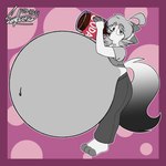 3_toes 4_fingers anthro barefoot belly belly_expansion belly_inflation beverage big_belly bottomwear clothed clothing drinking expansion feet female fingers fox_tail fur fur_markings grey_body grey_eyes grey_fur grey_hair hair huge_belly hyper hyper_belly inflation looking_at_viewer markings pants paws purple_background shirt simple_background slightly_chubby slightly_chubby_female soda soda_inflation solo toes topwear white_body white_fur ghostlyfoxy nala_(ghostlyfoxy) canid canine fox ghost mammal spirit 1:1 2021 absurd_res dated digital_drawing_(artwork) digital_media_(artwork) hi_res