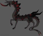 1_horn animal_genitalia balls black_markings black_sclera black_scutes cloven_hooves darkened_balls darkened_genitalia darkened_sheath dewclaw_hooves dipstick_tail feral forked_tail fully_sheathed fur genitals grey_background grey_balls grey_body grey_fur grey_sheath hooves horn lidded_eyes long_ears long_neck long_tail male markings mouthless noseless pupils quadruped raised_foreleg red_eyes red_markings scutes sheath side_view simple_background slim slim_feral slim_male slit_pupils snout solo spikes spikes_(anatomy) standing tail tail_markings tapering_snout text thick_tail thin_legs toony unguligrade unusual_anatomy unusual_tail emionix knight_(emx) hoofbeast omnigon omnitope 2025 absurd_res artist_name digital_drawing_(artwork) digital_media_(artwork) flat_colors hi_res nonbinary_(lore)