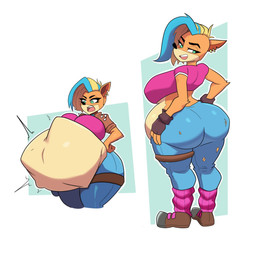 after_vore anthro belly big_belly big_breasts big_butt bottomwear breasts butt clothing death denim denim_bottomwear denim_clothing duo female female_pred jeans overweight pants purple_clothing purple_shirt purple_topwear shirt topwear vore aplefrit activision crash_bandicoot_(series) crash_bandicoot_4:_it's_about_time pirate_tawna bandicoot mammal marsupial hi_res