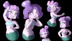 bra breasts clothing female lipstick looking_at_viewer makeup multiple_poses navel pose seashell_bra simple_background solo split_form transparent_background underwear namygaga cuphead_(game) cala_maria cephalopod humanoid marine merfolk mollusk 2018 absurd_res alpha_channel hi_res