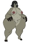 anthro areola belly big_breasts black_hair breasts claws curvy_figure erect_nipples female fur genitals grey_body grey_fur hair markings mole_(marking) nipples pear-shaped_figure pussy slightly_chubby slightly_chubby_anthro slightly_chubby_female solo standing thick_thighs wide_hips sssonic2 nella_(sssonic2) mammal pilosan sloth xenarthran absurd_res hi_res