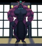 abs anthro balls big_balls big_muscles big_pecs big_penis black_balls black_body black_nipples black_penis bow_tie clothing genitals hat headgear headwear huge_balls huge_muscles huge_pecs huge_penis hyper hyper_balls hyper_genitalia hyper_muscles hyper_penis male multicolored_body muscular muscular_anthro muscular_arms muscular_legs muscular_male muscular_thighs nipples pecs penis purple_body red_body solo thick_thighs top_hat yellow_eyes parttimeyeen_(artist) nintendo pokemon generation_5_pokemon pokemon_(species) scolipede hi_res