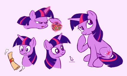 female feral horn multiple_poses pose scroll simple_background smile solo thinking tongue tongue_out locus343ex friendship_is_magic hasbro my_little_pony mythology rubik's_cube twilight_sparkle_(mlp) equid equine mammal mythological_creature mythological_equine unicorn hi_res