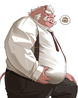accessory anthro belly big_belly bottomwear clothing kemono male necktie overweight overweight_male pants shirt simple_background solo suspenders topwear hon55728 mammal suid suine sus_(pig) wild_boar 2026 hi_res