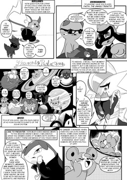 6_panel_comic antennae_(anatomy) anthro big_breasts biped black_nose black_text blush blush_lines bottomwear breasts butt cheek_spots cheek_tuft claws clothed clothing costume dialogue ellipsis exclamation_point eyebrows eyelashes eyes_closed eyewear facial_tuft female feral forehead_gem fur gem glasses group hair half-closed_eyes hand_on_cheek hand_on_mouth heart_symbol hug imagination inner_ear_fluff kissing lips looking_at_another looking_back maid_uniform male male/female motion_lines mouth_closed narrowed_eyes one_eye_closed open_mouth open_smile pants paws pupils quadruped question_mark questions_and_answers sharp_teeth smile speech_bubble standing tail tail_motion tailwag talking_to_another teeth text text_box tongue tuft uniform white_pupils white_sclera heavenlyproductions nintendo pokemon braixen dewott gallade generation_1_pokemon generation_2_pokemon generation_4_pokemon generation_5_pokemon generation_6_pokemon leavanny lucario pokemon_(species) quilava raichu riolu shinx teddiursa typhlosion weavile zorua 2025 absurd_res comic english_text hi_res monochrome