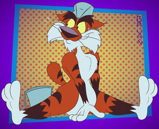 3_toes 4_fingers abstract_background anthro arm_tuft belly big_butt biped black_eyebrows black_nose black_stripes bucket bucket_hat bucket_on_head butt cheek_tuft chest_tuft chin_tuft clothing container curvy_figure dotted_background ear_tuft ears_outwards eyebrows facial_tuft feet fingers foot_focus fur gloves_(marking) hat head_tuft headgear headwear humanoid_feet humanoid_hands humanoid_heel leg_markings lines_drawn male markings nude orange_body orange_fur pattern_background paws pivoted_ears plantigrade pose raised_tail scut_tail short_tail shoulder_tuft simple_background sitting slightly_chubby slightly_chubby_anthro slightly_chubby_male small_tail socks_(marking) soles solo spread_legs spreading striped_body striped_fur striped_markings striped_tail stripes tail tail_markings thick_eyebrows toes tuft whiskers white_belly white_body white_feet white_fur white_hands wide_hips yellow_sclera gavanzude adventures_from_the_book_of_virtues pbs socrates_the_bobcat bobcat felid feline lynx mammal 2026 alternate_version_at_paywall colored digital_drawing_(artwork) digital_media_(artwork) flat_colors hi_res pinup signature