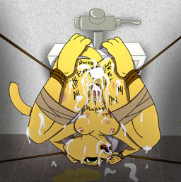 after_rape after_sex anthro anus bathroom bdsm bodily_fluids body_writing bondage bound breasts bruised butt cum cum_drip cum_dumpster cum_everywhere cum_in_ass cum_in_mouth cum_in_vagina cum_inside cum_on_breasts cum_on_face dripping female fur gaping gaping_anus gaping_vagina genital_fluids genitals inside legs_tied messy nipples nude open_mouth public_restroom public_use questionable_consent solo tally_marks tears teeth text toilet_slave upside_down urinal urine urine_pool vulva western_tally_marks writing_on_belly writing_on_butt writing_on_crotch mesorocks microsoft prequel_adventure the_elder_scrolls katia_managan felid khajiit mammal 2017 digital_media_(artwork) english_text hi_res