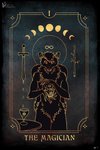 anthro art_nouveau bone card card_template fortune_telling fur hair holding_object major_arcana melee_weapon occult_symbol pentacle roman_numeral simple_background skull solo sword symbol tarot tarot_card text the_magician_(tarot) weapon maquenda american_opossum mammal marsupial digital_media_(artwork) english_text hi_res