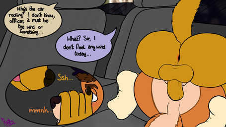 anal anal_penetration anthro anthro_on_anthro anthro_penetrated anthro_penetrating anthro_penetrating_anthro antlers anus backseat balls blush car car_interior car_sex claws clothing dialogue duo footwear from_front_position genitals hair half-closed_eyes horn looking_pleasured lying male male/male male_on_bottom male_on_top male_penetrated male_penetrating male_penetrating_male mating_press missionary_position narrowed_eyes nude on_back on_bottom on_top penetration penile penile_penetration penis penis_in_ass perineum police police_officer public raised_tail sex socks speech_bubble tail text tinted_windows tongue vehicle pookashifts bird_dog canid canine canis deer domestic_dog golden_retriever hunting_dog mammal retriever 16:9 4k absurd_res english_text hi_res signature widescreen