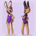 anthro black_body black_fur bow_(feature) bow_accessory brown_body brown_fur butt clothing countershading digitigrade ear_bow facial_markings female front_and_back front_view fur head_markings leotard markings multicolored_body multicolored_fur muzzle_(marking) one-piece_swimsuit purple_eyes rear_view small_tail smile snout snout_markings solo swimwear tail tan_body tan_fur young young_anthro bunnybits conditional_dnp trinity_(lemmy_niscuit) canid canine canis domestic_dog german_shepherd herding_dog hybrid lagomorph leporid mammal pastoral_dog rabbit 1:1 absurd_res digital_media_(artwork) full-length_portrait hi_res portrait shaded