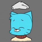 anthro blue_body blue_fur clothed clothing disembodied_hand duo eyes_closed fur grey_background happy headpat male simple_background young chopsticc cartoon_network the_amazing_world_of_gumball gumball_watterson domestic_cat felid feline felis mammal 1:1 2022 2_frame_animation animated low_res short_playtime