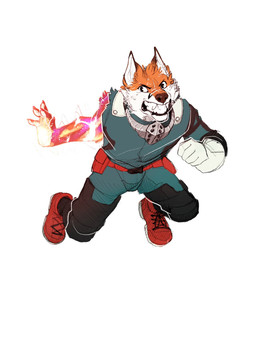 5_fingers anthro black_ears bodily_fluids boots clothing costume fingers footwear gloves handwear male shoes solo sweat teeth unknown_artist my_hero_academia izuku_midoriya todd_tweed canid canine fox mammal 2018 hi_res source_request