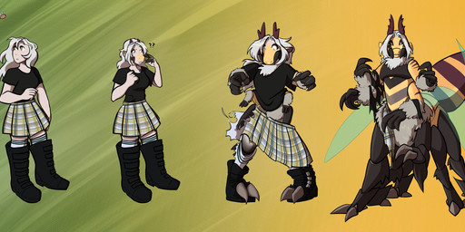 4_arms 4_eyes 6_legs after_transformation arm_growth arthropod_abdomen boots bottomwear breasts clothed clothed_female clothed_human clothing color_change confusion female female_human footwear fully_clothed fully_clothed_female fully_clothed_human fur gradient_background green_background grey_body grey_fur growth hair horn horn_growth human_to_taur insect_wings legwear limb_growth long_hair mid_transformation multi_arm multi_eye multi_limb orange_background question_mark shirt shoes simple_background skirt snout snout_growth solo species_transformation standing thigh_highs topwear torn_bottomwear torn_clothing torn_shirt torn_shoes torn_skirt torn_thigh_highs torn_topwear transformation transformation_sequence white_hair wings midnite_fsnax fallout microsoft ambient_arthropod ambient_bee ambient_insect arthropod arthropod_taur bee_taur human insect insect_taur mammal stingwing_(fallout) taur hi_res