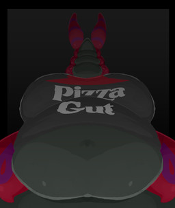 anthro anthrofied belly belly_focus belly_peeking_out big_belly big_breasts black_background breasts clothed clothing exposed_belly female gradient_background huge_breasts low-angle_view navel neck_rolls obese obese_anthro obese_female overweight overweight_anthro overweight_female pokemorph shirt simple_background solo text text_on_clothing text_on_shirt text_on_topwear tight_clothing topwear wide_hips worm's-eye_view palaceofsin nintendo pizza_hut pokemon arthropod generation_5_pokemon pokemon_(species) scolipede hi_res source_request unavailable_at_source