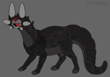 1_eye 6_ears animal_genitalia black_body black_mane black_sclera black_scutes camo_body cloven_hooves countershade_tail countershade_torso countershading dewclaw_hooves feral genitals grey_background grey_body grey_countershading hooves lidded_eyes long_tail looking_at_viewer male mane mouthless multi_ear multicolored_mane quadruped red_eyes red_mane scutes sheath simple_background slightly_chubby slightly_chubby_feral slightly_chubby_male solo standing tail text thick_tail three-quarter_view toony two_tone_mane unguligrade unusual_ears emionix ryxu lurkerbeast omnitope 2025 absurd_res artist_name digital_drawing_(artwork) digital_media_(artwork) flat_colors hi_res nonbinary_(lore) young_(lore)