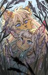 blue_eyes day detailed_background duo eyebrows eyelashes outside smile gimka cepto gim_(gimka) felid feline mammal 2021 digital_media_(artwork) hi_res