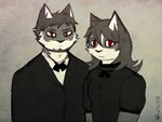 anthro clothing dress family_photo female hair male photo simple_background solo suit suit_and_tie catkitte lily_(catkitte) raynn_(catkitte) domestic_cat felid feline felis mammal 2020 4:3 signature brother_(lore) brother_and_sister_(lore) sibling_(lore) sister_(lore)