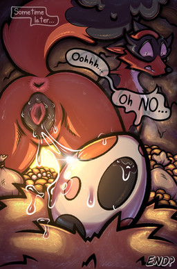 animal_genitalia animal_vulva canine_genitalia canine_vulva cave consequences egg female feral genitals oviposition regret vulva 007delta nintendo pokemon generation_8_pokemon pokemon_(species) thievul hi_res