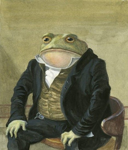 anthro big_pupils biped black_bottomwear black_clothing black_jacket black_pants black_topwear bottomwear chair clock clothing collared_shirt dress_shirt formal_wear furniture green_background green_body green_clothing green_shirt green_skin green_topwear jacket male male_anthro meme_pose on_chair pants pocketwatch pose pupils shirt simple_background sitting sitting_on_chair slightly_chubby solo style_emulation suit suit_jacket three_piece_suit topwear watch white_undershirt yellow_sclera sgtghostie colonel_toad_(meme) portrait_of_french_journalist_louis-francois_bertin colonel_toad_(character) amphibian frog toad_(frog) 2011 inspired_by_formal_art meme meme_origin painting_(artwork) watercolor_(artwork)