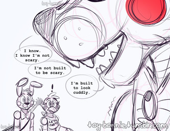 anthro beak bib bow_(feature) bow_tie electric_guitar group guitar machine musical_instrument plucked_string_instrument shocked string_instrument text toy-bonnie five_nights_at_freddy's five_nights_at_freddy's_2 scottgames toy_bonnie_(fnaf) toy_chica_(fnaf) toy_freddy_(fnaf) animatronic avian bear bird chicken galliform lagomorph leporid mammal phasianid rabbit robot comic english_text