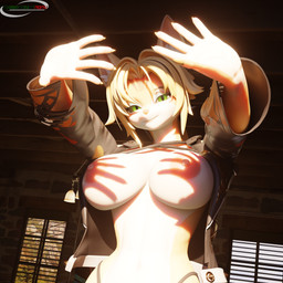 anthro big_breasts breasts clothing female green_eyes inside looking_at_viewer solo sunset marianokun valorlynz_(modeler) mihoyo shadow_hands_challenge zenless_zone_zero pulchra_fellini felid feline mammal thiren 1:1 3d_(artwork) absurd_res blender_(artwork) blender_cycles_(artwork) digital_media_(artwork) hi_res