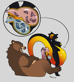 4_toes 5_fingers 5_toes abdominal_bulge ahegao anal anal_infestation anal_penetration anal_storage anatomically_correct anatomically_correct_genitalia anatomically_correct_penis animal_genitalia animal_penis anthro anthro_on_feral anthro_penetrated anus arm_markings aroused belly bestiality big_breasts big_penis biped black_body black_breasts black_claws black_feet black_hands black_markings black_scales black_sclera black_tail bladder bladder_bulge bladder_infestation bladder_penetration bladder_play bladder_storage blue_condom bodily_fluids breasts brown_arms brown_body brown_claws brown_ears brown_feet brown_fur brown_legs brown_mane brown_nose brown_paws butt cavity_storage cheek_markings claws condom condom_balloon condom_in_ass condom_in_bladder condom_in_urethra condom_inside condom_left_in condom_play cum cum_filled_condoms cumshot digitigrade duo ejaculation erection excessive_bodily_fluids excessive_cum excessive_genital_fluids eye_markings eye_roll facial_markings feet female female_anthro female_on_feral female_penetrated feral feral_penetrating feral_penetrating_anthro feral_penetrating_female filled_condom filled_condom_pullout finger_claws fingers forked_tongue fucked_silly full_bladder fur fur_markings gaping gaping_vagina genital_fluids genitals hair head_markings hip_markings humanoid_genitalia hyper hyper_abdominal_bulge infestation internal internal_anal internal_bladder interspecies large_penetration leg_markings living_tail long_fangs long_penis long_tail looking_at_object looking_pleasured lying male male/female male_feral male_penetrating male_penetrating_female mane mane_hair markings monotone_anus monotone_feet monotone_hands monotone_inner_ear monotone_markings multicolored_body multicolored_fur multicolored_markings multicolored_penis multicolored_scales multicolored_tongue multiple_condoms multiple_filled_condoms muzzle_(marking) nipples non-mammal_breasts nude object_in_bladder on_back open_mouth orange_anus orange_body orange_eyes orange_scales orange_tail orange_tongue orange_vulva organs orgasm parasite paws penetration penile penile_penetration penis pink_condom pink_penis pink_tongue plantigrade prehensile_tail pull_out pupils pussy_sounding quadruped rear_view red_body red_penis red_scales scale_markings scales sex sexual_barrier_device sharp_teeth short_ears short_fur shoulder_markings simple_background size_difference slit_pupils small_ears snake_hood snake_tail snout snout_markings standing tail tall tan_belly tan_body tan_fur tan_inner_ear tan_markings teeth thick_penis three-quarter_view tied_condom toe_claws toes tongue tongue_out two_tone_body two_tone_fur two_tone_penis two_tone_tongue unusual_anatomy unusual_tail urethral urethral_infestation ursine_ears ursine_genitalia ursine_penis vein veiny_penis vulva wearing_condom worm_infestation yellow_body yellow_nipples yellow_scales yellow_tail yellow_tongue third-party_edit toby_art brimstone_(jasafarid) kuruk_(character) bear brown_bear cobra grizzly_bear mammal reptile scalie snake ursidae ursine 2026 digital_drawing_(artwork) digital_media_(artwork) hi_res line_art