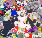 abstract_background anthro black_body black_fur blue_clothing blue_hat blue_headwear clothing footwear fur group hat headgear headwear hug male necktie red_cap red_clothing red_footwear red_socks sitting socks toony trio dulceplum avian bird canid canine canis dalmatian domestic_dog felid feline idog mammal penguin chromatic_aberration digital_drawing_(artwork) digital_media_(artwork) hi_res shaded