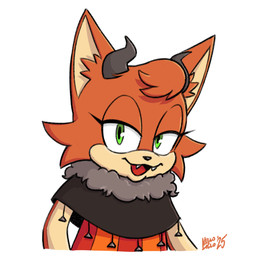 2_horns ambiguous_gender anthro cheek_tuft clothing countershade_face countershading cute_fangs ear_tuft eyelashes facial_tuft fangs fur green_eyes grey_clothing grey_topwear half-closed_eyes head_tuft horn narrowed_eyes neck_accessory open_mouth orange_body orange_fur pointy_ears prick_ears red_clothing red_topwear simple_background solo tan_body tan_fur teeth topwear tuft white_background mellodillo sega sonic_the_hedgehog_(series) fan_character solana_(bearnaise) felid feline mammal 1:1 2025 dated hi_res shaded signature nonbinary_(lore)