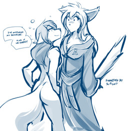 anthro bathrobe blush breasts butt casual_nudity chest_tuft clothed clothing dialogue drunk duo female female/female flirting gesture half-closed_eyes hands_on_hips humor narrowed_eyes nude robe side_boob simple_background smile substance_intoxication tail tail_boner tail_gesture text tuft white_background conditional_dnp tom_fischbach twokinds king_adelaide natani basitin canid canine canis keidran mammal wolf 2018 adobe_photoshop_(artwork) blue_and_white digital_media_(artwork) english_text hi_res monochrome sketch trans_(lore) trans_man_(lore)