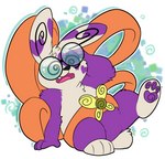 after_transformation altpal234 belt dizzy dizzy_eyes eyewear featureless_crotch feet female foot_focus fur glasses jewelry pawpads paws purple_body purple_fur purple_pawpads rubbing_head solo white_body white_fur starwolfskin zgf_art nintendo pokemon fan_character generation_3_pokemon pokemon_(species) spinda 2023 absurd_res hi_res