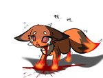 4:3 asphyxiation blood bodily_fluids canid canine crying feral fox foxparks gore hi_res imminent_death mammal pal_(species) palworld pocketpair scared snuff tears yuumisocute