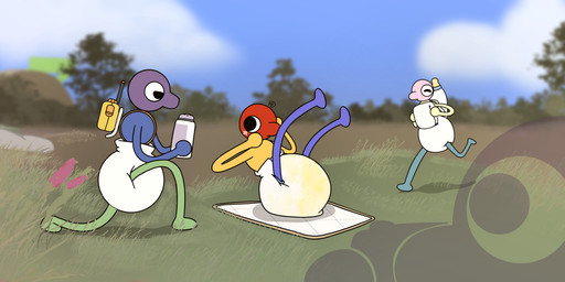 ambiguous_gender anthro australia baby_bottle baby_powder blush bodily_fluids camera diaper diaper_change genital_fluids group sitting sitting_on_ground unclean_diaper urine used_diaper wet_diaper moopleplush big_walk_(game) avian humanoid hi_res