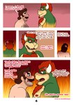 2024 absurd_res angry anthro argument body_hair bowser brown_hair chest_hair colored comic cross-popping_vein dialogue dropsofmoonlight duo english_text facial_hair goatee hair hi_res horn human koopa male mammal mario mario_bros multicolored_body mustache nintendo nipples nude page_number red_hair scalie tan_body tan_skin text two_tone_body