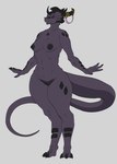 anthro areola black_areola black_body black_nipples black_sclera breasts claws digitigrade fangs female genitals glowing glowing_eyes horn humanoid_genitalia humanoid_pussy mature_female multicolored_body navel nipples non-mammal_breasts non-mammal_nipples nude open_mouth purple_body purple_eyes pussy simple_background solo tail teeth two_tone_body tolerain european_mythology mythology lylira_(tolerain) dragon mythological_creature mythological_scalie scalie western_dragon absurd_res hi_res