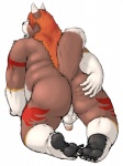 5_toes all_fours anthro anus backsack balls biceps big_muscles biped blush butt feet fur genitals hair half-erect humanoid_genitalia humanoid_penis inviting male muscular muscular_anthro muscular_male nude open_mouth orange_body orange_fur penis raised_tail rear_view simple_background solo spread_anus spread_butt spreading tail toes kronexfire rhyzern canid canine canis fox hybrid mammal wolf 2012