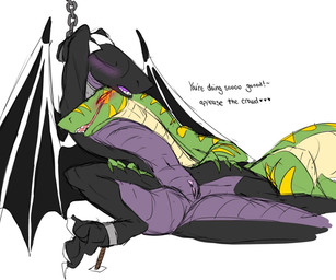 anthro blush blush_lines bound chain chained duo exclamation_point eyes_closed featureless_chest female genitals heart_symbol lying lying_on_another open_mouth simple_background snout spread_legs spreading text vulva white_background wings jenghck microsoft minecraft mojang mythology xbox_game_studios greeva_(jenghck) jean_(minecraft) boa_(snake) boinae dragon emerald_tree_boa mythological_creature mythological_scalie reptile scalie snake