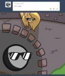 brick_wall duo eyewear female feral sad sunglasses text wall_(structure) slavedemorto hasbro my_little_pony anon backy_(mlp) fan_character earth_pony equid equine horse mammal pony 2015 english_text hi_res