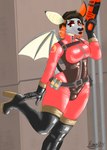 absurd_res anthro bat clothing deer female hi_res intersex latex latex_clothing maleherm mammal pyro_(team_fortress_2) rammy_(artist) rammy_chemicaldeer solo team_fortress_2 trans_(lore) valve