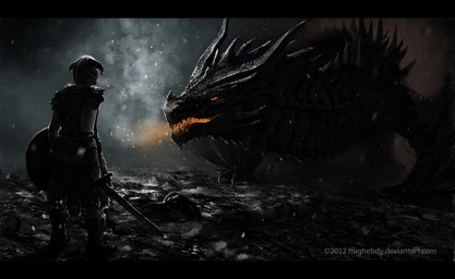 ambiguous_gender armor boots clothing dark darkness duo feral fire footwear headgear helmet horn melee_weapon outside shield shoes smoke snow sword text warrior weapon wings yellow_eyes hugh_ebdy bethesda_game_studios european_mythology microsoft mythology skyrim the_elder_scrolls alduin dovahkiin dragon human mammal mythological_creature mythological_scalie scalie western_dragon wyvern 2012 absurd_res english_text hi_res watermark