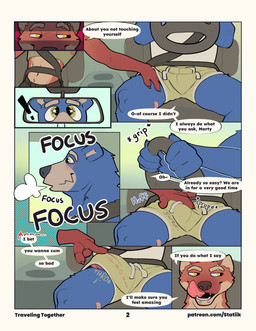 ambiguous_gender anthro anthro_on_anthro athletic_wear band-aid bandage barely_contained barely_contained_penis barely_visible_genitalia barely_visible_penis becoming_erect becoming_erect_under_clothing being_watched blue_body blue_fur bottomwear bulge car car_sex clothed clothing countershading crotch_grab crotch_shot detailed_background detailed_bulge dialog_balloon dialogue dirty_talk distracted distracted_driving distracted_sex dominant dominant_anthro dominant_male driving driving_car duo duo_focus duo_in_panel erection erection_under_bottomwear erection_under_clothing excited excited_expression excited_face excited_for_sex excited_male exclamation_point eyewear focusing fur genitals green_bottomwear green_clothing grope group growing_bulge gym_bottomwear gym_shorts half-closed_eyes half-erect halftone_background hand_in_clothing hand_under_clothing happy heavy_breaths inside_car inside_vehicle licking licking_lips licking_own_lips looking_at_another looking_pleasured male male/ambiguous male_anthro mischevious name_in_dialogue narrowed_eyes onomatopoeia pattern_background penis seat_belt seductive sex shirt shorts simple_background size_difference small_dom_big_sub sound_effects spread_legs spreading starry_eyed starry_eyes steering_wheel stroking_penis submissive submissive_anthro submissive_male tank_top teasing text throbbing throbbing_penis tongue tongue_out topwear vehicle verbal verbal_domination verbal_submission verbal_teasing cupholders statiik_(artist) bear mammal absurd_res halftone hi_res