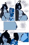 animal_ears black_hair dialogue duo female hair hair_over_eye long_hair not_furry pregnancy_transfer pregnant text transfer_birthing randomgirl1265 humanoid comic english_text hi_res